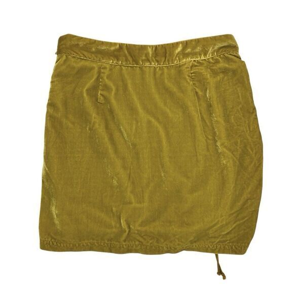 Free People Vivienne Velvet Mini Skirt 2 Yellow Ruched Drawstring Classy Pull On - Picture 5 of 11